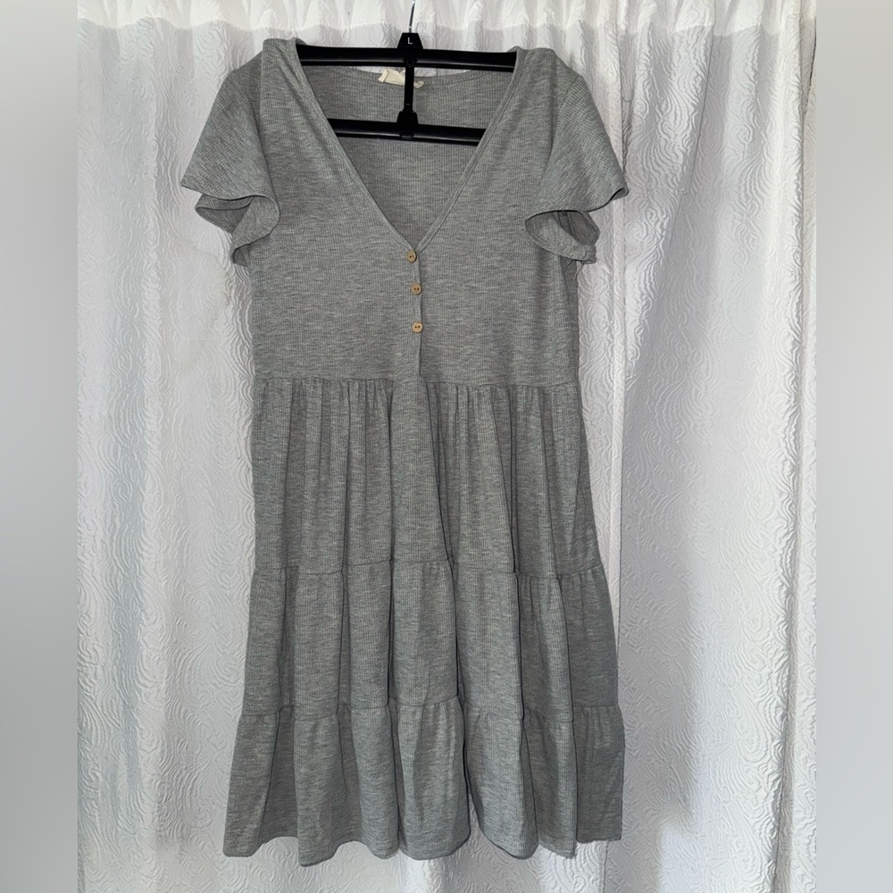 See You Monday Gray Buttoned Maxi Dress